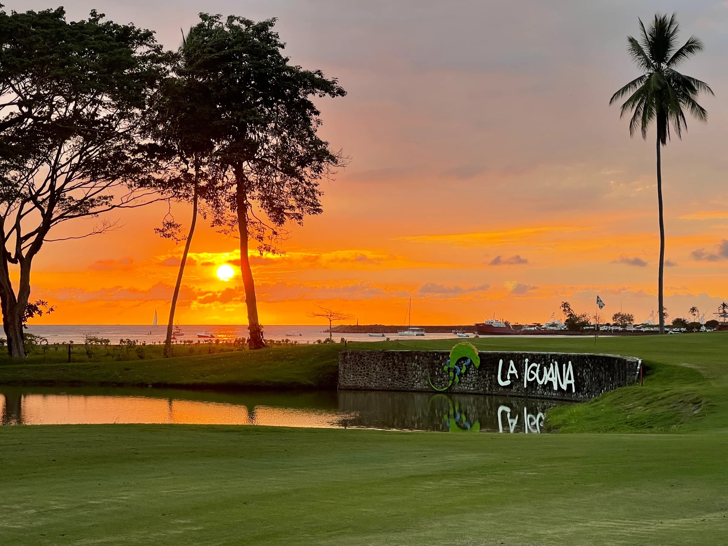 Sunset over the 17th hole at La Iguana, Los Sueños, Costa Rica
